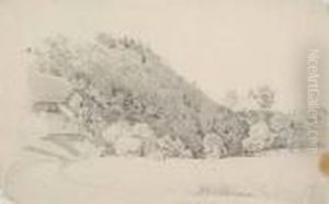Landscape With A House On A Wooded Hillside by Georg Maximilian Johann Von Dillis