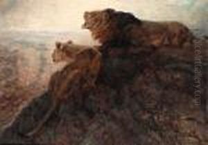 Lion And Lioness On A Rocky Outcrop