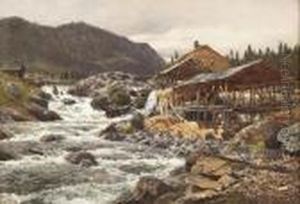 Sagemuhle In Norwegischer Landschaft Sagemuhle In Norwegischer Landschaft