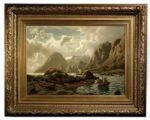 Bewolkte Fjordlandschaft