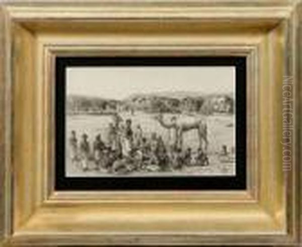 Nordafrikanische Dorfszene Mit Kindern Und Kamel - view 1