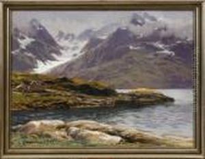 Landschaft Mit Fischerhaus Bei Digermulen by Themistocles Von Eckenbrecher