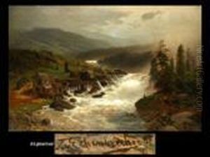 Gebirgsbach Mit Muhle by Themistocles Von Eckenbrecher