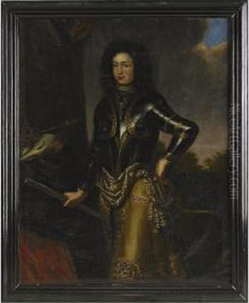 Portratt Av Kung Karl Xi Som Harforare Med Kommendantstav - view 1