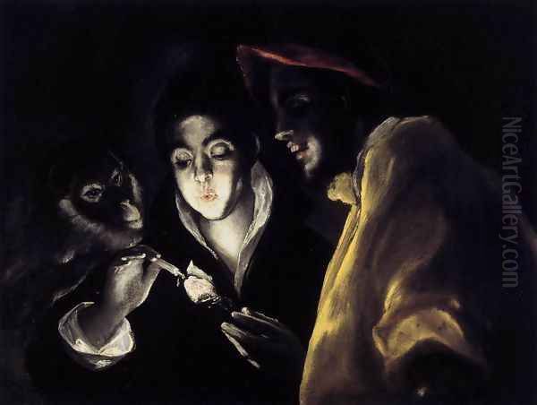 An Allegory with a Boy Lighting a Candle in the Company of an Ape and a Fool (Fábula) 1589-92 - view 1