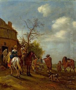 Rastende Reiter by Carel van Falens or Valens