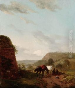 Paesaggio Con Cavalli E Viaggiatori by Carel van Falens or Valens