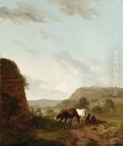 Paesaggio Con Accampamento Militare by Carel van Falens or Valens
