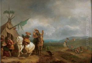 La Halte Des Cavaliers by Carel van Falens or Valens