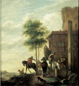Halte De Cavaliers by Carel van Falens or Valens