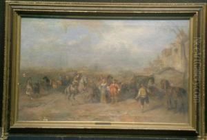Battle Scene by Alfred Ritter von Malheim Friedlander