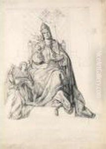 Pope Gregory The Great Receiving
Divine Inspiration, An Angel Playing Music Kneeling Beneath Him by Josef Von Fuhrich