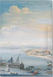 The Starnberger See, With The 'bucintoro' And Schloss Starnberg In The Distance by Maximilian Von Geer