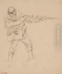 Soldat Mit Angelegtem Gewehr by Carl Von Haberlin
