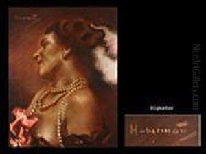 Portrait Einer Dame Im Profil Mit Perlenkette by Hugo, Freiherr Von Habermann