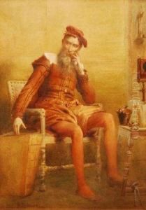 ( Leonatos Philosopher Depicting
A Seated Gentleman In Renaissance Style Dress To An Interior Setting by Sir Hubert von Herkomer