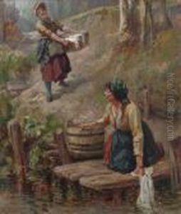 Wascherinnen Am Bach by Sir Hubert von Herkomer