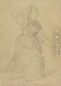 Figurenstudie: Junges Madchen. by Peter Heinrich Lambert Von Hess
