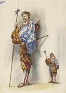 Two Members Of The Papal Swiss Guard by Theodor von Hormann