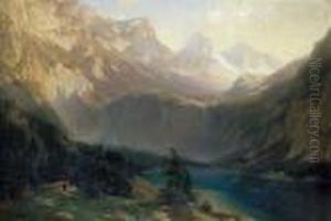 Hochgebirgslandschaft Mit Einem
 Bergsee.

 Signiert Unten Links: O. V. Kamecke.

 Verso Signiert: