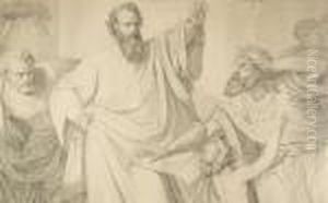 Delineation For A Mural Painting . Pencil On Paper by Wilhelm von Kaulbach