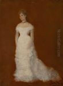 Dame In Weissem Ballkleid by Albert von Keller