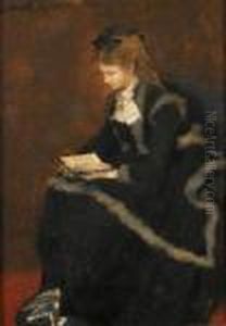 Sitzende Frau Beim Lesen by Albert von Keller