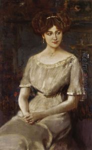 Portrait Of Elisabeth Von Wichmann by Albert von Keller