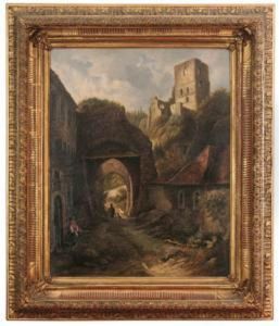 Settlement Below Ruins Of A Castle by Ernestine Von Kirchsberg