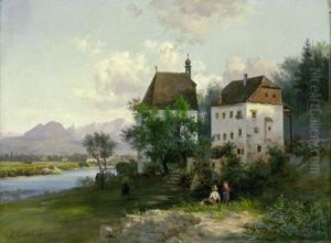 Fluslandschaft Mit Figuraler Staffage
