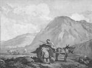 Karren - Landschaft Mit Argus Und Merkur - Wasserfall by Wilhelm Alexander W. Von Kobell