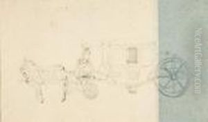 Skizze Nach Einer Bespannten Karosse Des 18. Jahrhunderts. by Wilhelm Alexander W. Von Kobell