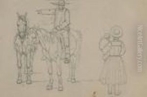 2 Bll.: Reiter Von Hinten - Reiter Mit Handpferd Und Bauerin. by Wilhelm Alexander W. Von Kobell