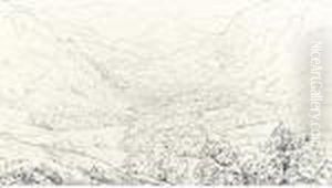 View Of A Wooded Mountain Valley by Wilhelm Alexander W. Von Kobell