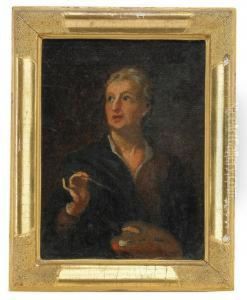 Portratt Av Konstnaren Johan Philip Lemke Med Malarattribut - Midjebild by David von Krafft
