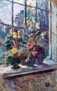 Blumen Am Fenster by Leo Von Littrow