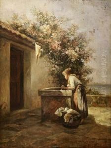 Madchen Am Brunnen by Leo Von Littrow