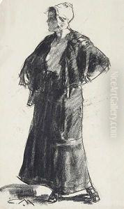 Stehende Frau Im Dreiviertelprofil Nach Links Stehende Frau Im Dreiviertelprofil Nach Links