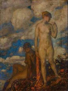 Zwei Madchenakte. by Carl von Marr