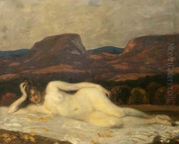 "liegender Weiblicher Akt" In Landschaft - view 1