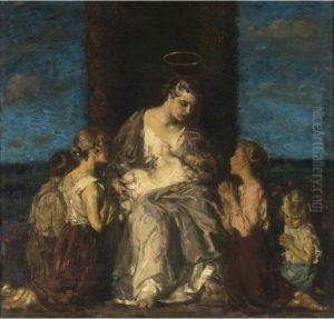 Madonna With Child Surrounded By Children by Carl von Marr