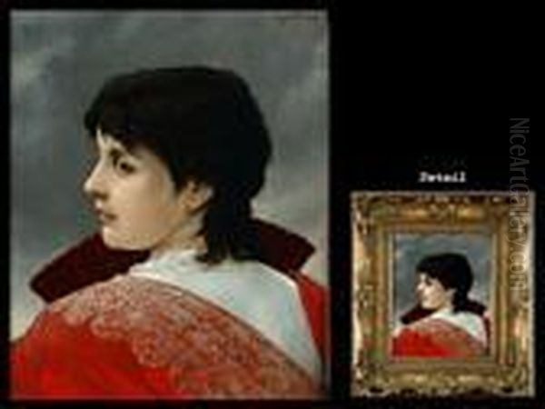 Portrait Einer Spanierin In Rotem Gewand - view 1