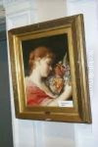 Junge Dame Mit Tulpenstraus by Gabriel Cornelius Von Max