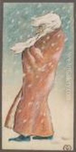 Bartiger Mann Im Schneegestober.
Farbiges Pastell Auf Weisem Karton Auf Grauen Karton Kaschiert. 21 X 10
Cm. Rechts Unten Monogrammiert: C V M. - Drei Weitere Zeichnungen Des
Kunstlers Beigegeben. by Constantin Von Mitschke Collande