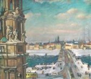Dresden. Blick Vom Schlos Auf Die Neustadt, Links Der Turm Der Hofkirche