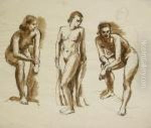 Drei Weibliche Akte, Figurenstudien by Constantin Von Mitschke Collande