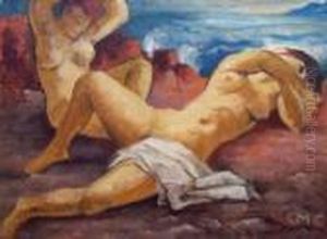 Zwei Weibliche Akte Am Wasser by Constantin Von Mitschke Collande