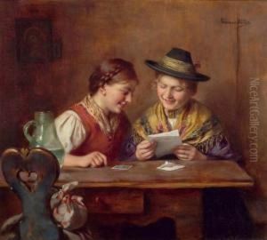 Two Girls Reading. by Emma Von Muller