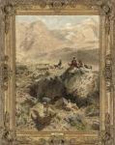 Shepherds Resting In The Mountains by Rudolf Otto Von Ottenfeld