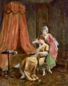 Zwei Boudoirszenen Im Stil Des 18. Jahrhunderts by Franz Von Persoglia